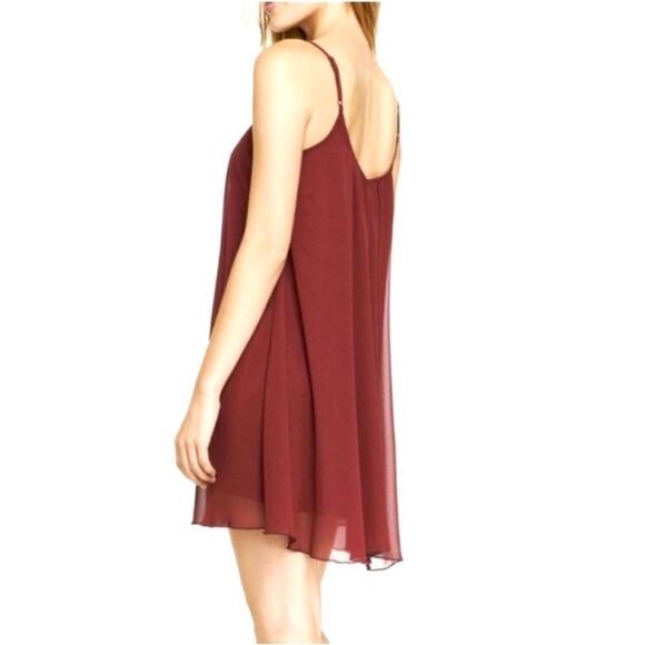 Express Dark Red Beaded Collar Mini Dress size XS Pleated Dark Romantic Vamp - Picture 2 of 14